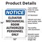 Signmission Elevator Mechanical Room Authorized OSHA Notice Sign, Aluminum, 10in W x 14in L, 2PK OS-2PACK-NS-A-1014-V-11734 - alternate 3